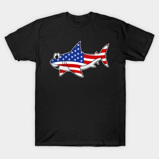 4th July Shark American Flag USA Animal Lovers T-Shirt